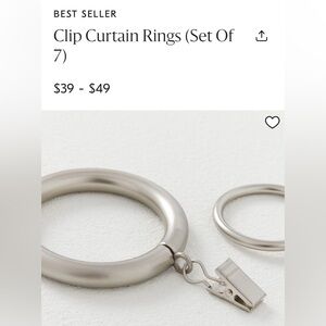 West Elm Brushed Nickel Oversized Curtain Rings